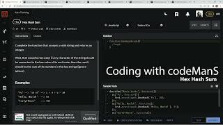 Codewars 7 kyu Hex Hash Sum Javascript