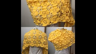 Tuto châle, étole fleur au crochet spécial gaucher