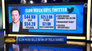 Elon Musk sells $4bn in Tesla shares to pay for Twitter