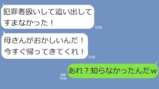 【LINE】家族に犯罪者扱いされ実家を追い出された私。兄「お前とは絶縁する！」→1週間後「母さんが変だ！」と慌てて帰宅要請をしてきた。私「知らんがな…」