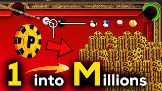 TURNING 1 SINGLE Coin into MILLIONS of Coins - One to Hero - 8 Ball Pool - GamingWithK