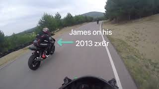 TRACK BATTLE BETWEEN GSXR 750 \u0026 ZX6R