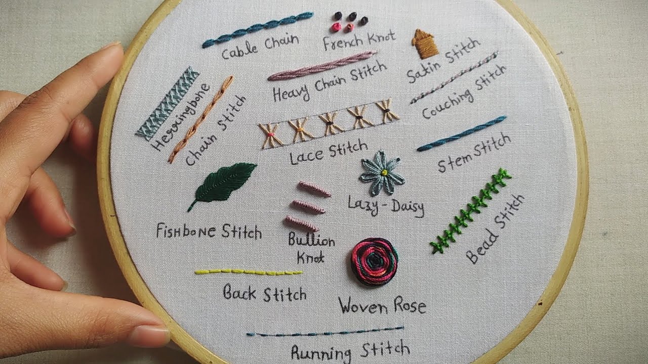 Hand Embroidery For Beginners - Part 2 || 15 Basic Embroidery Stitches ...