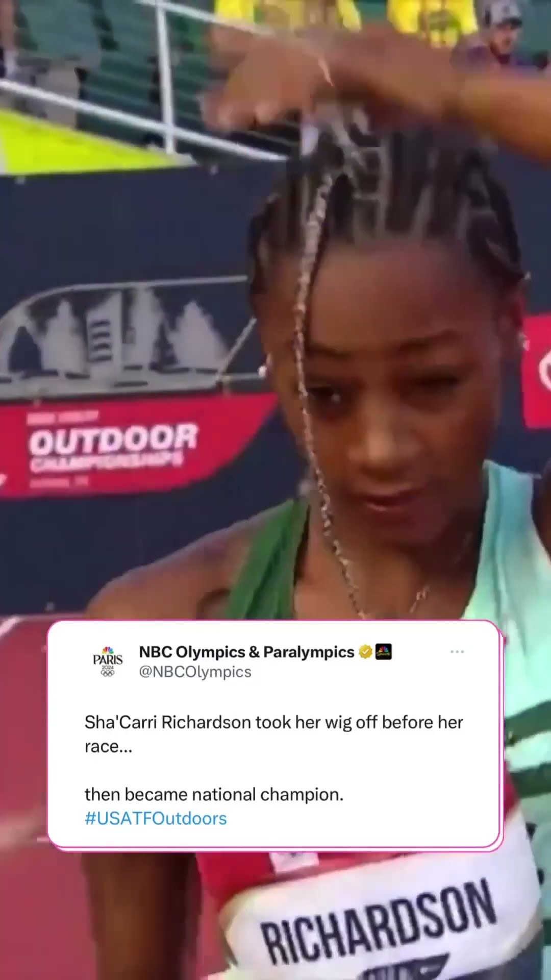 Sha’Carri Richardson Takes Off Wig Before Race #shorts - YouTube