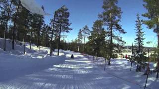 Winter Toboggan in Ounasvaara in Rovaniemi in Lapland Finland - tobogganing