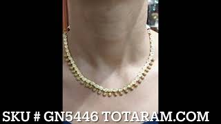 Exquisite 22K Gold CZ Temple Necklace. GN5446 Indian Jewelry | Totaram Jewelers Handcrafted Elegance