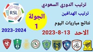 ترتيب الدوري السعودي وترتيب الهدافين ونتائج مباريات اليوم الأحد 13-8-2023 من الجولة 1