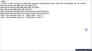 PHP script to find the maximum and minimum number