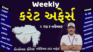 Weekly Current Affairs l 01 to 07 November 2023 Current Affairs in gujarati l Gpsc Current Affairs.