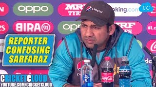 Sarfaraz Ahmed trying to Keep Calm on Reporters Aggressive Questions !!