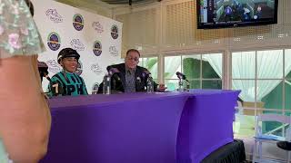 Larry Rivelli and Gerardo Corrales after Nobals wins BC Turf Sprint