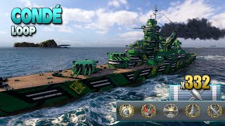 Cruiser Condé: Hard battle for map Loop - World of Warships