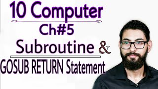 Subroutine in GW BASIC | GOSUB Return Statement | 10 class computer chapter 5