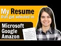 Why my Resume got selected in Google | Microsoft | Amazon | How to make Resume | Software Engineers