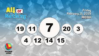 Wisconsin Lottery Midday Draw 02/21/2025