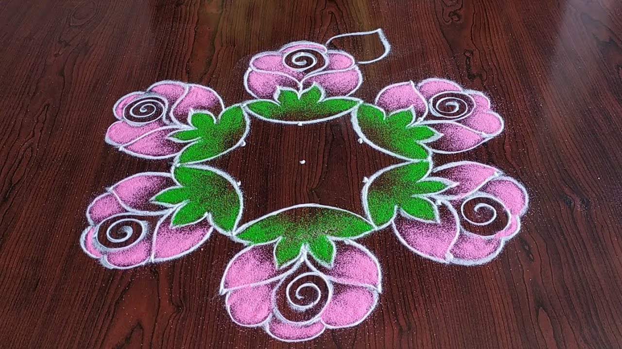 Easyasy Rose Flower Rangoli 7 4 Dot S Easy Kolams Youtube