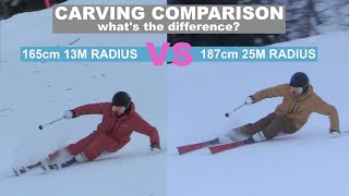 25m radius ski vs 13m radius ski carving comparison freeski carving