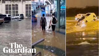 What the desert city of Dubai looks like after its biggest rainfall in 75 years