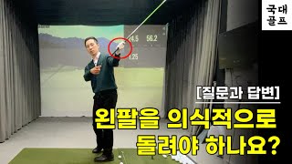 [질문과 답변 46] Q: 임팩트 이후 왼팔의 외전을 의식적으로 해야 하나요?