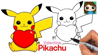 How to Draw Pikachu with Heart Easy ❤️ Pokemon Valentines
