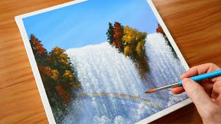 Easy Waterfall Painting Technique | Acrylic Painting for Beginners | Acrylic Painting Tutorial