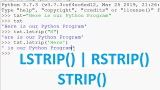 Built in String functions in Python | RSTRIP | LSTRIP | STRIP | Python Tutorials