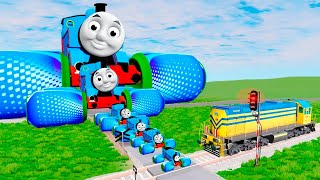 Big & Small Thomas the Tank Engine and Thomas Friend with canned Wheels vs Train | BeamNG.Drive