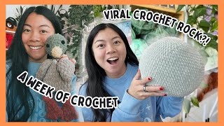 Crocheting Pet Rocks, Going Viral Accidentally, \u0026 New Yarn Haul! A Week of Crochet / Studio Vlog 🧶