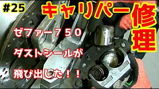 素人ゼフ吉が挑むゼファー７５０のブレーキキャリパーから内蔵が…後編　飛び出したダストシールを修理するとめちゃ効くようになった！【カワサキ】【広島】【モトブログ】終活の25ページ