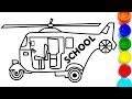 Helicopter Auto Rickshaw Drawing and Coloring for Kids, Toddlers | Craft Hero 🌈