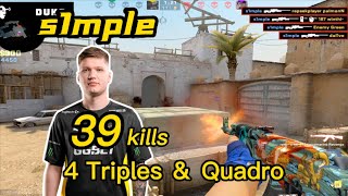 s1mple Faceit Dust2 POV - 39Kills! - 4 Triples＆ Quadro - CSGO s1mple POV!