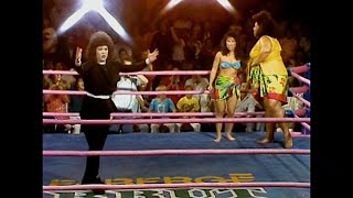 GLOW Wrestling Daisy, Gremlina and Evangelina vs Mt Fiji and Little Fiji