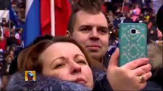 МОЩНО И КРУТО! ГИМН РОССИИ! Владимир Путин поёт с трибуны на митинге в Лужниках