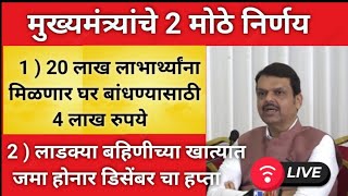 डिसेंबर चा हप्ता/20 लाख लाभार्थ्यांना मिळणार घर बांधण्यासाठी 4 लाख रुपये/महाराष्ट्र राज्य योजना