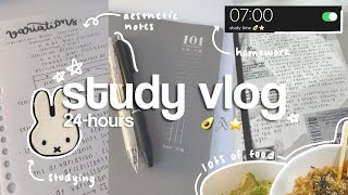 24hr STUDY VLOG 🥑🖇️ | study tips, romanticizing, aesthetic life, day in my life