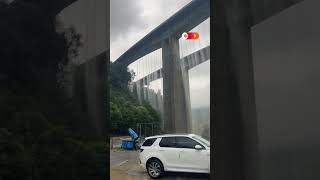 Water overflows off bridges in China