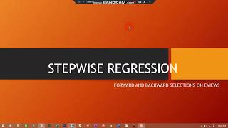 How to conduct stepwise Regression forward selection Part A