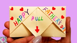 DIY   SURPRISE MESSAGE CARD FOR FATHER'S DAY | Pull Tab Origami Envelope Card | Father's Day Card