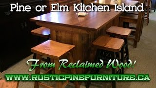 Rustic Pine Kitchen Island, from reclaimed pine, Mennonite Furniture Barrie Ontario.