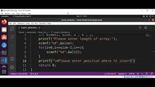 C program to insert an element in-between an array