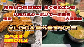 【VLOG\u0026食べます】089 いまならキャンペーン利用して一泊して「まるかつ奈良本店」と難波の「まぐろのエン時」へ行ってきた！/グルメ 旅行