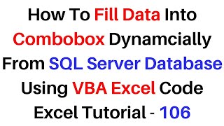 VBA Adodb Connection SQL Server Fill Data Into Combobox