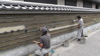 東京・台東区　寺町「谷中」の塀造り　関西の茶室の壁と同じ造り　new fence building at temple town「Yanaka」 in Tokyo