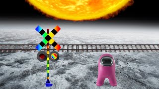 【踏切アニメ】宇宙のふみきりに太陽接近カンカンUFO | The sun approaches the railroad crossing in space