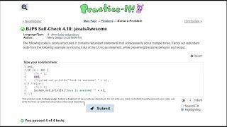 Java Practice It || 4.10 javaIsAwesome || if/ else statement, redundancy