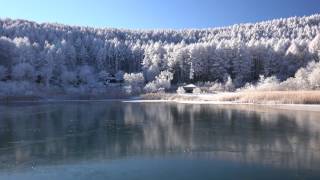 霧氷が輝く厳冬の中牧湖・4K撮影