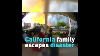 A family's dash to escape a California wildfire is caught on their smart-doorbell