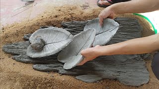 Cement crafts | Make a wooden and leafy waterfall / Waterfall and aquarium