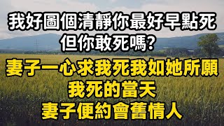 我好圖個清靜你最好早點死但你敢死嗎？妻子一心求我死我如她所願，我死的當天，妻子便約會舊情人……#情感故事