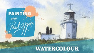 How to Paint a Watercolour Lighthouse at the Lizard in Cornwall.